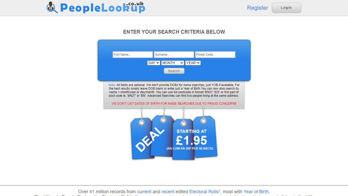 PeopleLookup.co.uk - 41 Million Electoral Roll Records UK GB United ...
