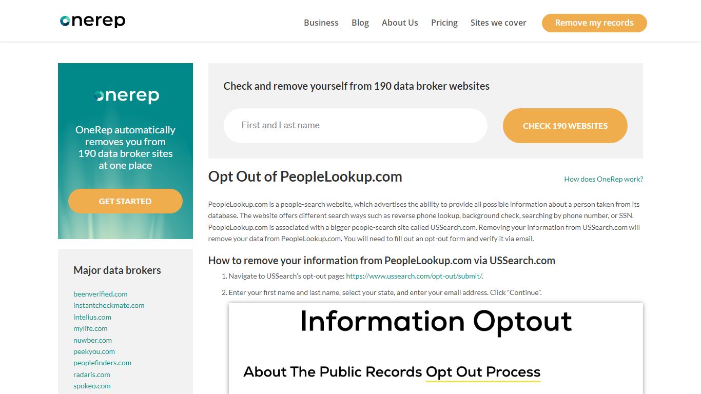 PeopleLookup.com Opt Out & Removal Guide | OneRep